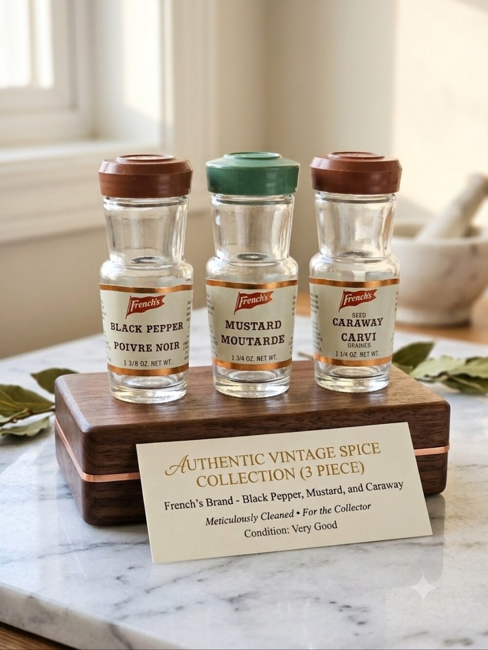 Vintage French’s Spice Jars Set of 3 | 1969-1971 Glass Canadiana Kitchen Decor